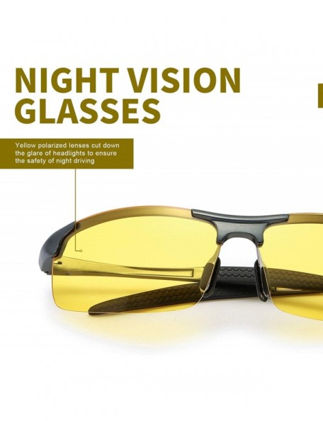 Rectangular Night-Driving Polarized Glasses for Men - Yellow Glasses for Night-Vision - Anti Glare for Safe Driving - C018LR2...