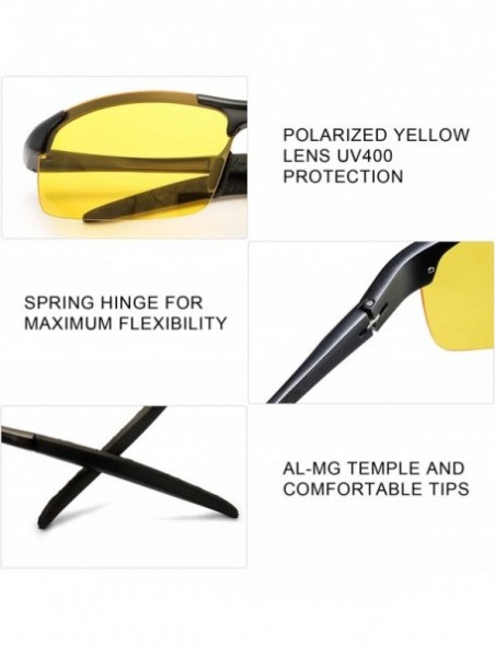 Rectangular Night-Driving Polarized Glasses for Men - Yellow Glasses for Night-Vision - Anti Glare for Safe Driving - C018LR2...