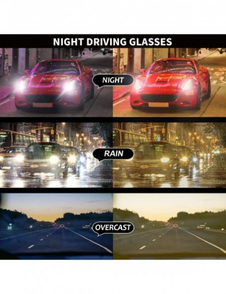 Rectangular Night-Driving Polarized Glasses for Men - Yellow Glasses for Night-Vision - Anti Glare for Safe Driving - C018LR2...