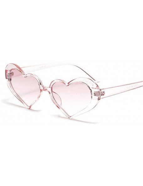 Aviator Heart Sunglasses Women Fashion Retro Transparent Lens Design Pink Sun Pink - Black - CP18YLZ4KKG $7.13