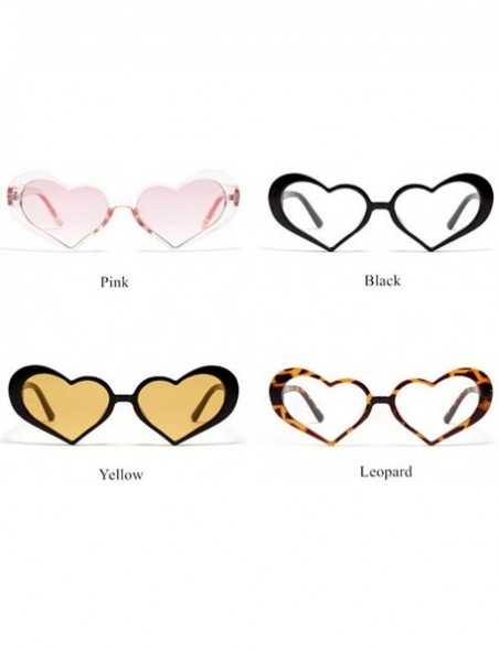 Aviator Heart Sunglasses Women Fashion Retro Transparent Lens Design Pink Sun Pink - Black - CP18YLZ4KKG $7.13