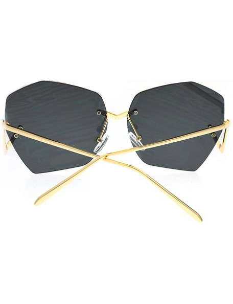 Rimless Sunglasses for Women Lrregular Large Frameless Diamond Cutting Lens Fashion Glasses - Black - CY18TC6G48G $12.83