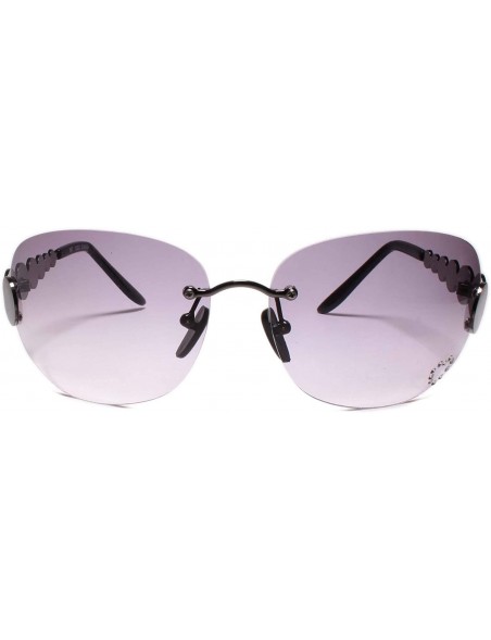 Oval Classic Vintage Retro Style 80s Party Oval Rimless Sunglasses - Gray / Gunmetal - CZ18W65XZ0C $16.40