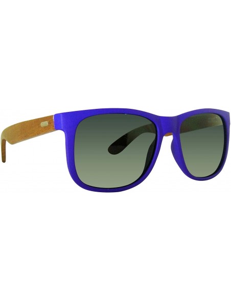 Rectangular 4 colors wood sunglasses mens sunglasses womens sunglasses - Dark Blue - C418XITL5SM $7.94