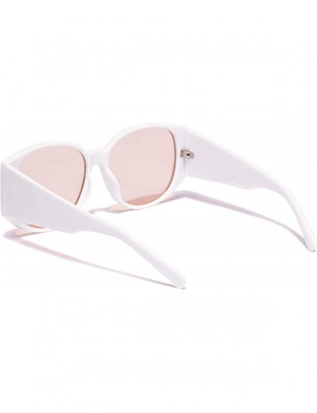 Oval Women's Classic Round Sunglasses Plastic Frame - White - CQ18WG8ERYL $8.31