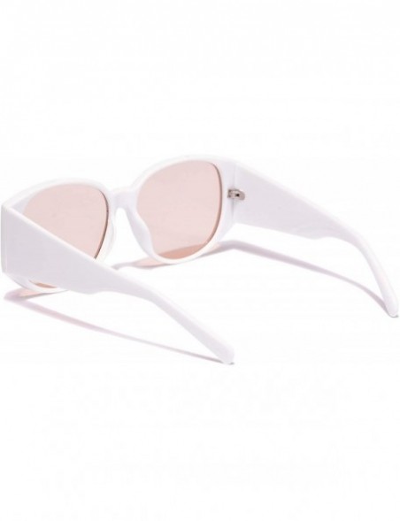 Oval Women's Classic Round Sunglasses Plastic Frame - White - CQ18WG8ERYL $8.31