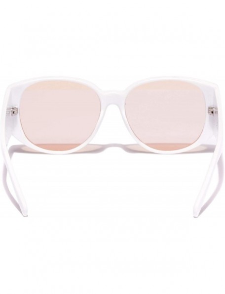 Oval Women's Classic Round Sunglasses Plastic Frame - White - CQ18WG8ERYL $8.31