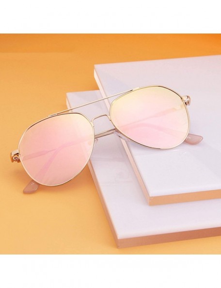 Goggle New Pilot Sunglasses Women Men Driving Alloy Frame UV400 Mirror Sun Glasses Lady's Fashion - Blue - CF199CGRSST $22.29