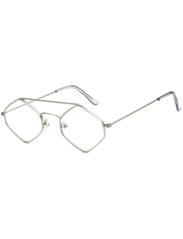 Sport Fashion Mens Womens Retro Diamond Sunglasses Hip Hop Metal Frame Eyewear - Silver - CW18R6NMG7S $10.55