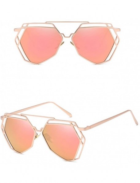 Aviator Metal Polygonal Sunglasses Street Shots for Men and Women's Universal Sunglasses - E - C818QCILYG0 $28.28