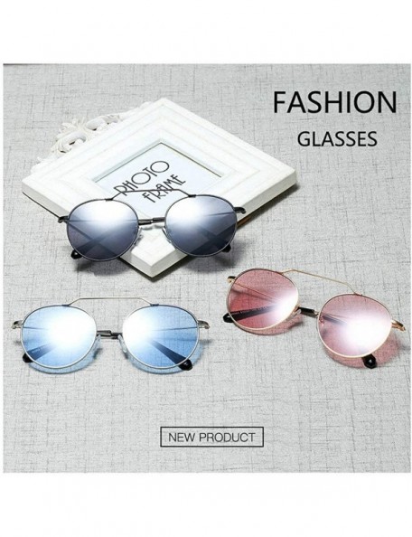 Round Retro Round Sunglasses Men Women Fashion Metal Frame Sun Glasses UV protection - Champagne - CZ18ZZSOZTY $14.76