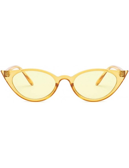 Sport Men and women Cat's eye Fashion Small frame Sunglasses Retro glasses - Yellow - CG18LL0AW60 $10.69