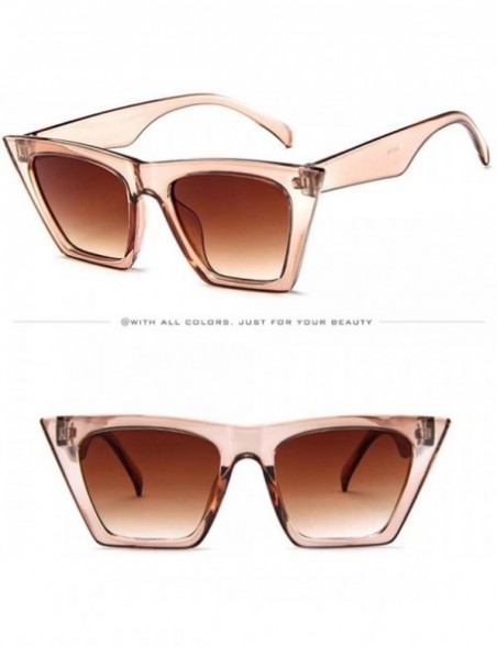 Goggle Fashion Women Men Summer Oversized Sunglasses Vintage Cateye UV400 Sun Glasses - Beige - CV18T0CX4E9 $9.43