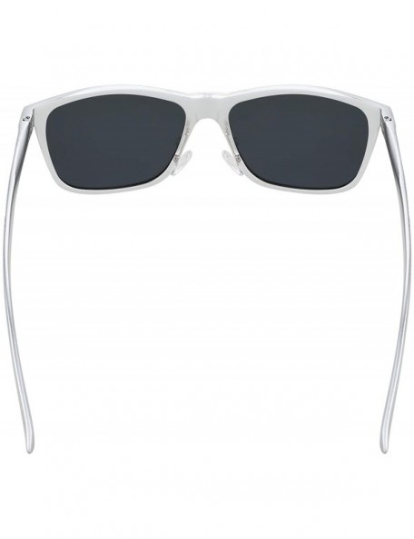 Square Polarized Sunglasses For Men Square Metal Frame Sport Sun Glasses 100% UV Protection - Silver - CK1989WW0OS $11.50