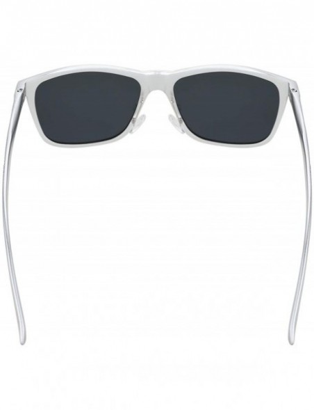 Square Polarized Sunglasses For Men Square Metal Frame Sport Sun Glasses 100% UV Protection - Silver - CK1989WW0OS $11.50