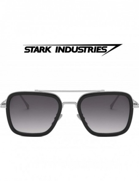 Square Retro Sunglasses Tony Stark SunGlasses Square Eyewear Metal Frame for Men Women Downey Sunglasses 1 1 Size - CS18ZGN9T...