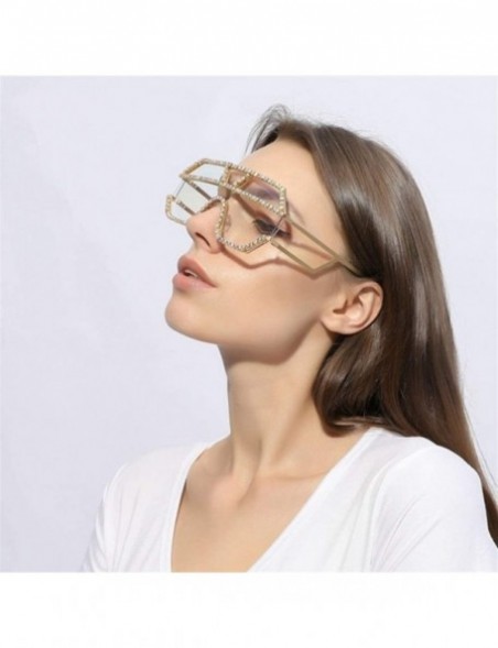 Oversized Trendy Oversized Lens Rhinestone Sunglasses for Women One Piece Bling Frame UV Protection - C4 - C4190O0YNRX $15.14