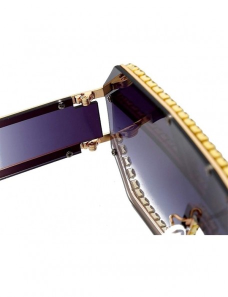 Oversized Trendy Oversized Lens Rhinestone Sunglasses for Women One Piece Bling Frame UV Protection - C4 - C4190O0YNRX $15.14