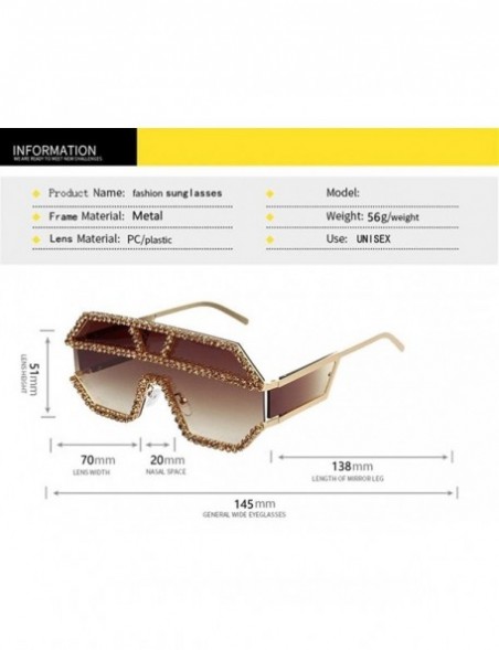 Oversized Trendy Oversized Lens Rhinestone Sunglasses for Women One Piece Bling Frame UV Protection - C4 - C4190O0YNRX $15.14