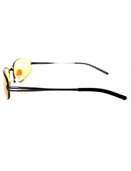 Wrap Unisex Spring Temple Metal Wrap Around HD Night Driving Glasses - Gunmetal - CK12OCWYNN5 $9.48