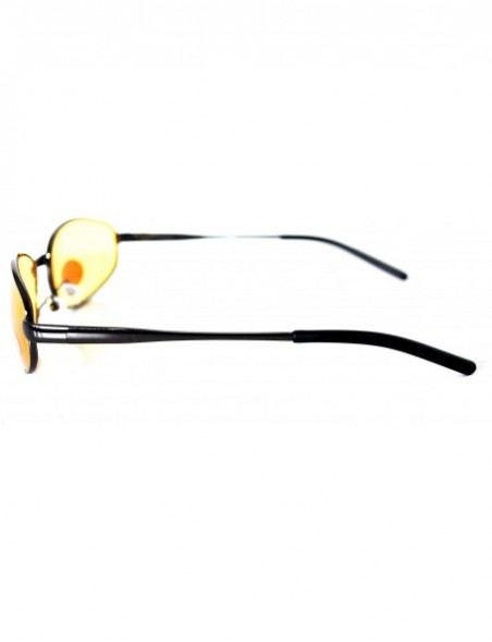 Wrap Unisex Spring Temple Metal Wrap Around HD Night Driving Glasses - Gunmetal - CK12OCWYNN5 $9.48