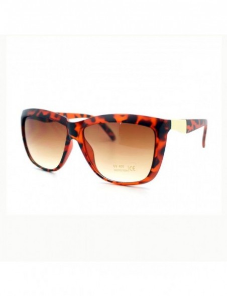 Square Chic Designer Womens Celebrity Style Sunglasses Oversized Square - Matte Tortoise - CR11XHA8Y5T $12.36