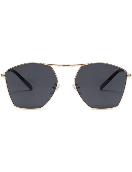 Aviator Men and women fashion retro polygon single beam aviator sunglasses prom mirror party travel - Black - C218SZIQRRS $21.08