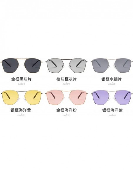 Aviator Men and women fashion retro polygon single beam aviator sunglasses prom mirror party travel - Black - C218SZIQRRS $21.08