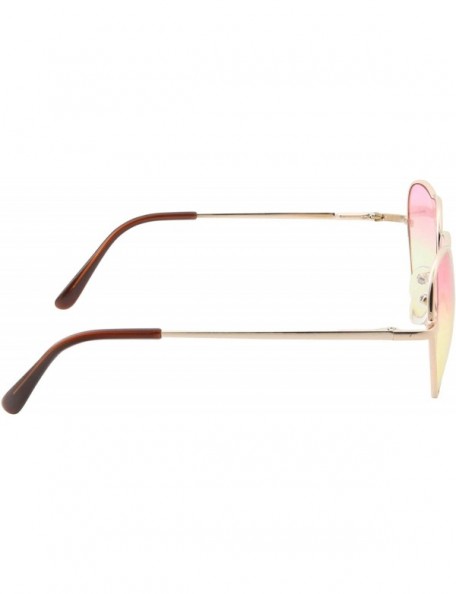 Oversized Heart Sunglasses Thin Metal Frame Lovely Heart Shaped Style for Women - Gold Frame - Pink/Yellow Lens - CT18U97CKD5...