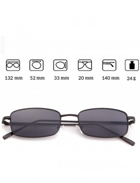 Rectangular Vintage Sunglasses for Women Men Retro Rectangular Metal Frame Steampunk UV400 Lens - Black Grey - CZ18W82MM9D $1...