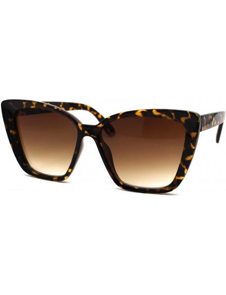 Rectangular Womens Oversize Cat Eye Retro 90s Designer Sunglasses - Tortoise Gradient Brown - CS196WMZN9S $11.16