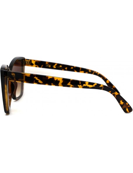 Rectangular Womens Oversize Cat Eye Retro 90s Designer Sunglasses - Tortoise Gradient Brown - CS196WMZN9S $11.16