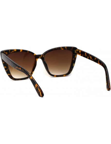 Rectangular Womens Oversize Cat Eye Retro 90s Designer Sunglasses - Tortoise Gradient Brown - CS196WMZN9S $11.16