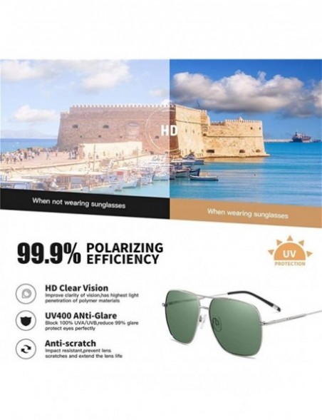 Square Square Polarized Sunglasses for Men Metal Frame Driving Fishing UV400 - C5black Gray - C8199HRO2T9 $11.46