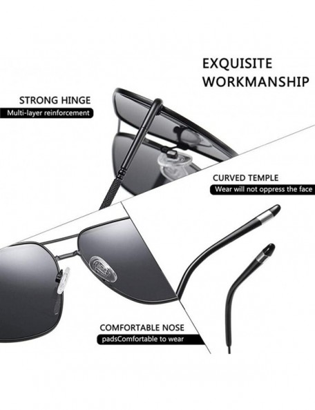 Square Square Polarized Sunglasses for Men Metal Frame Driving Fishing UV400 - C5black Gray - C8199HRO2T9 $11.46