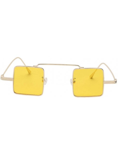 Square Vintage Square Small Metal Frame Sunglasses Tinted Lens Shades - Gold-yellow - C418I3HAM30 $8.06