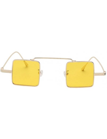 Square Vintage Square Small Metal Frame Sunglasses Tinted Lens Shades - Gold-yellow - C418I3HAM30 $8.06