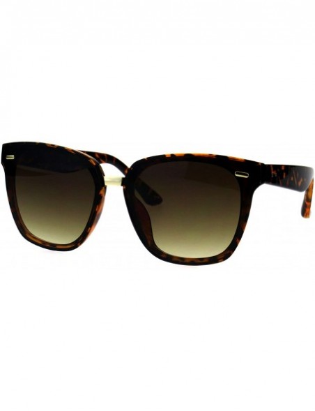 Rectangular Mens Panel Lens Horn Rim Plastic Hipster Sunglasses - Tortoise Brown - CO18E6M0U24 $8.91