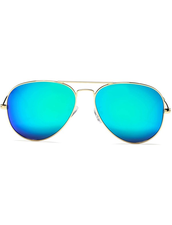 Aviator Classic Polarized Aviator Sunglasses for Men and Women UV400 Protection - Gold Frame/Green Mirrored Lens - C7184DXGYW...