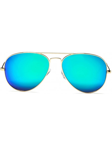 Aviator Classic Polarized Aviator Sunglasses for Men and Women UV400 Protection - Gold Frame/Green Mirrored Lens - C7184DXGYW...