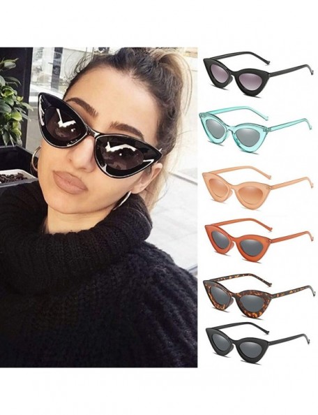 Round UV Protection Sunglasses for Women Men Full rim frame Cat-Eye Shaped Plastic Lens and Frame Sunglass - Black - C81902YN...