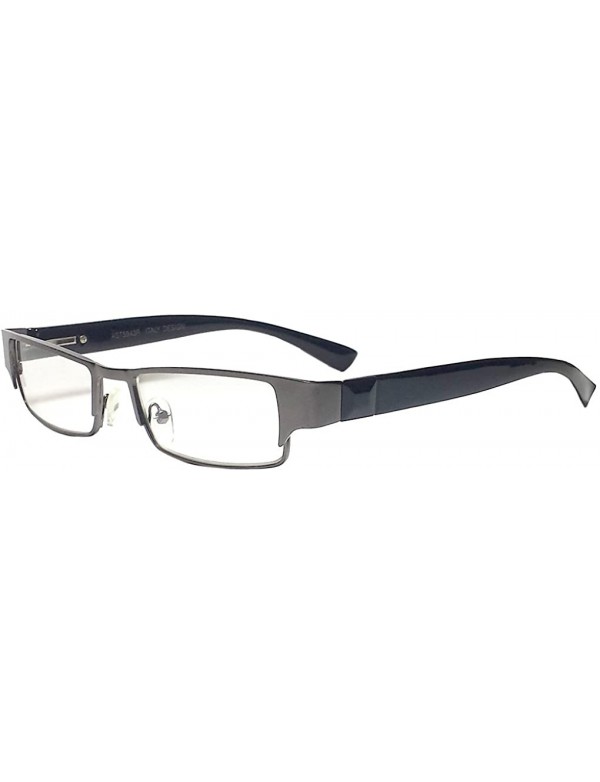 Rectangular Magnified Reading Glasses Rectangular Spring Hinge Frame - Gunmetal - CK182XUTR9Z $8.05