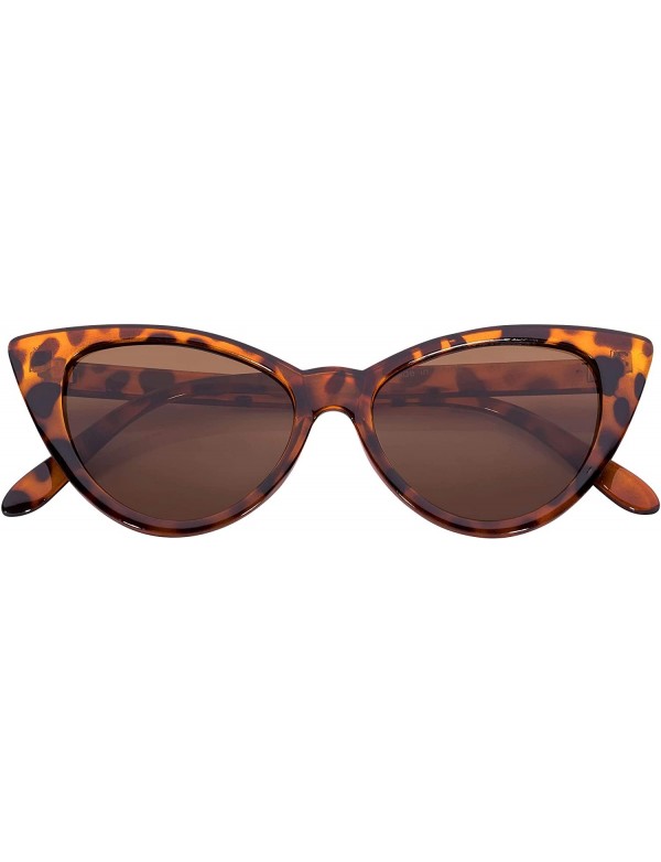 Cat Eye Ladies Vintage Cat Eye Brown Lens Sunglasses Leopard Frame - CW11VK94FVR $10.24