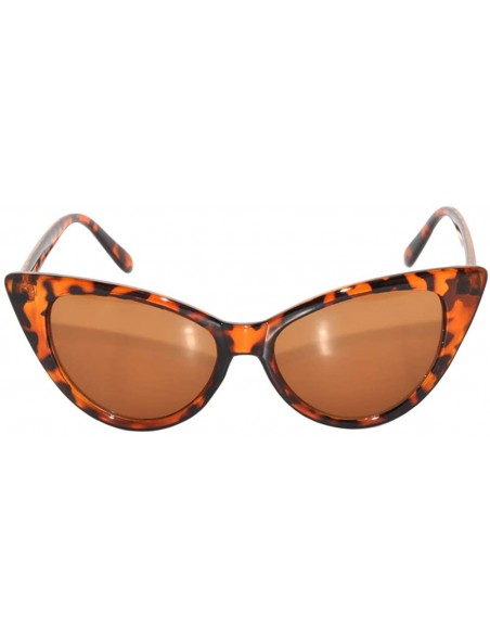 Cat Eye Ladies Vintage Cat Eye Brown Lens Sunglasses Leopard Frame - CW11VK94FVR $10.24