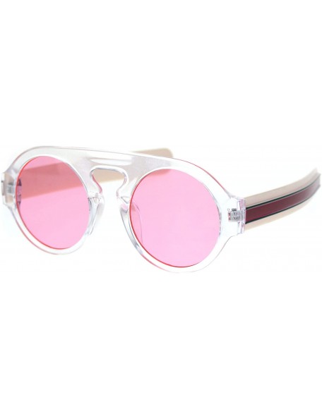 Round Mens Mod Thick Plastic Round Keyhole Hipster Sunglasses - Clear Pink - CW18R34EN89 $9.95