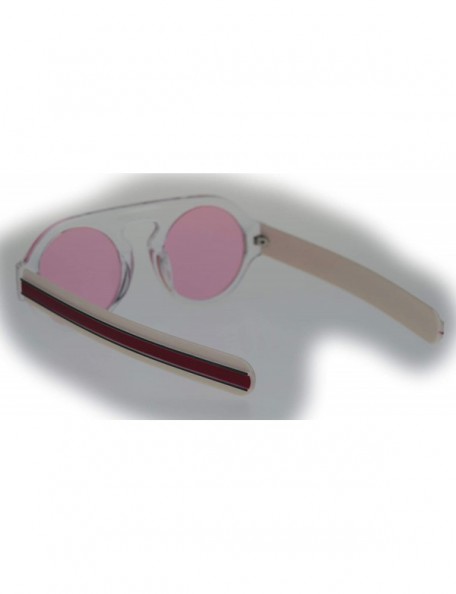 Round Mens Mod Thick Plastic Round Keyhole Hipster Sunglasses - Clear Pink - CW18R34EN89 $9.95