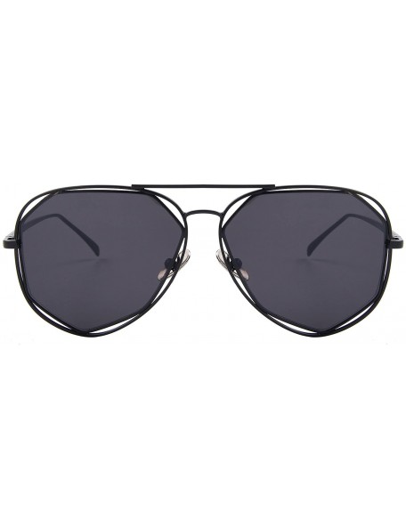 Round Fashion Women Brand Designer Coating Mirror Lens Summer Sunglasses S8492 - Black - CL12HH8SDY9 $11.43