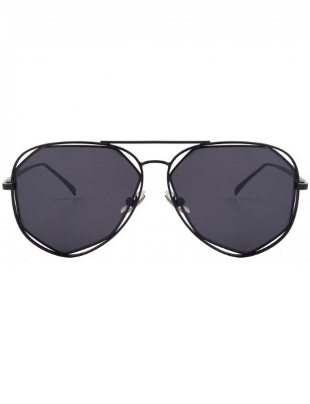 Round Fashion Women Brand Designer Coating Mirror Lens Summer Sunglasses S8492 - Black - CL12HH8SDY9 $11.43