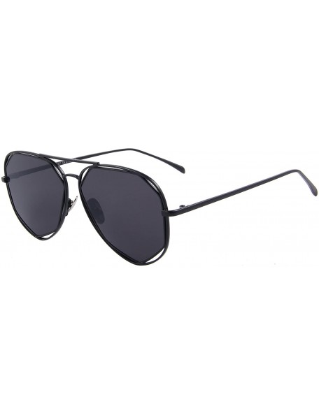 Round Fashion Women Brand Designer Coating Mirror Lens Summer Sunglasses S8492 - Black - CL12HH8SDY9 $11.43