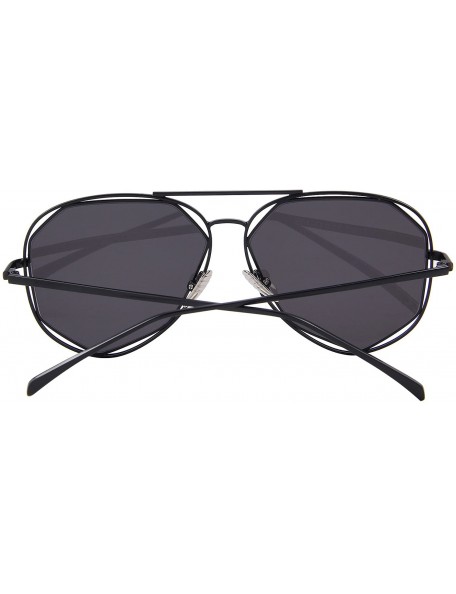 Round Fashion Women Brand Designer Coating Mirror Lens Summer Sunglasses S8492 - Black - CL12HH8SDY9 $11.43